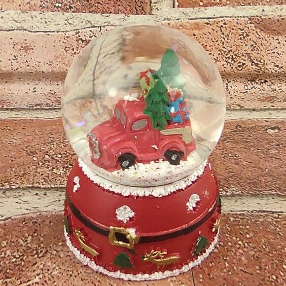 Mini Christmas Tree Truck Snowglobe Pickup Waterglobe Snow Globe Santa Reindeers - Picture 2 of 16